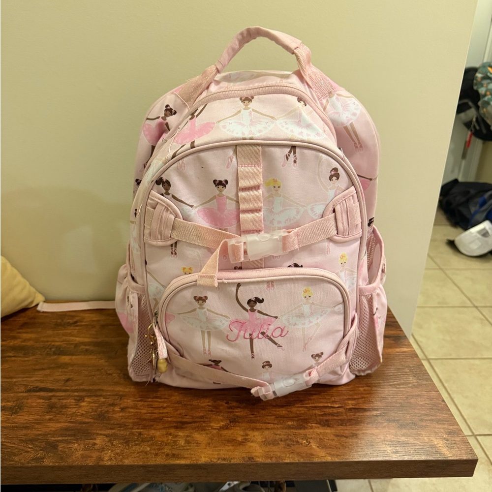 Pottery Barn Kids Pink Ballet Backpack Julia Embroidered